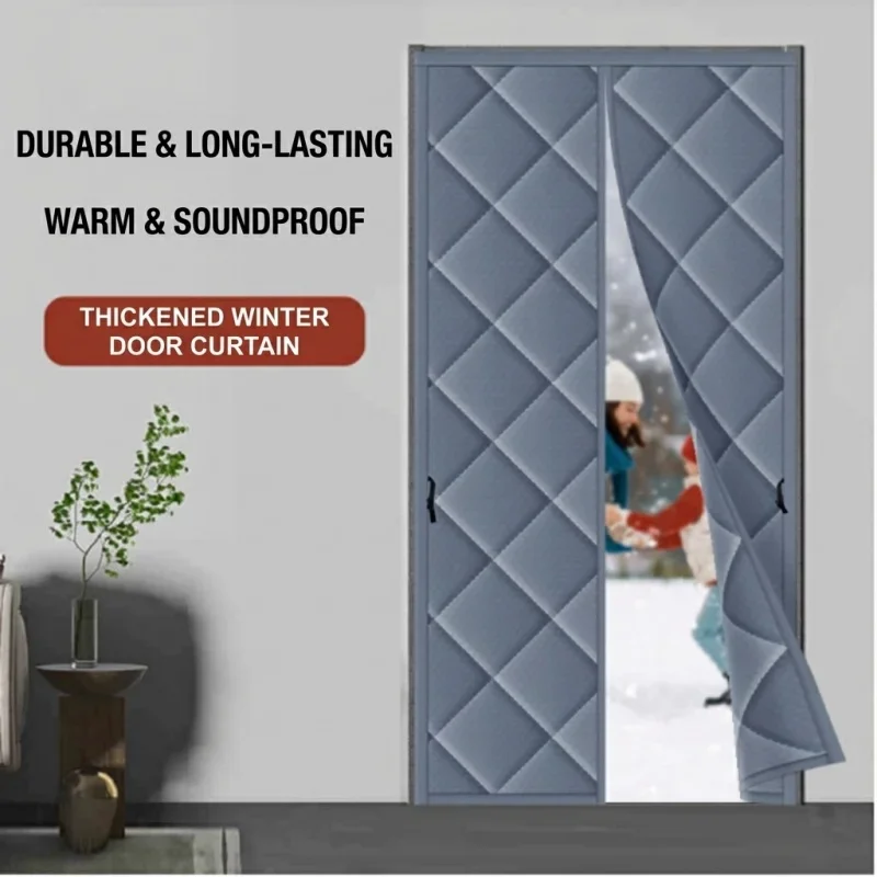 Self Suction Cotton Household Thick Warm Door Curtains, Heat-insulating Partition Curtains, Winter Cold Curtains