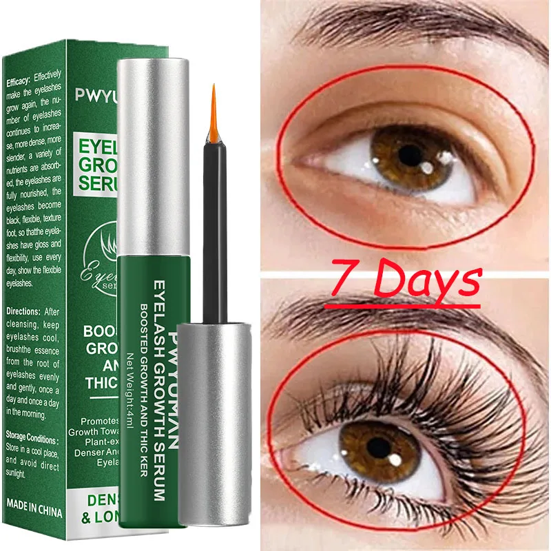 Soro de crescimento rápido dos cílios, Natural Eyelash Enhancer, mais completo, mais grosso Curling, Lash Tratamento, Eye Care Products, Maquiagem, 7 Dias