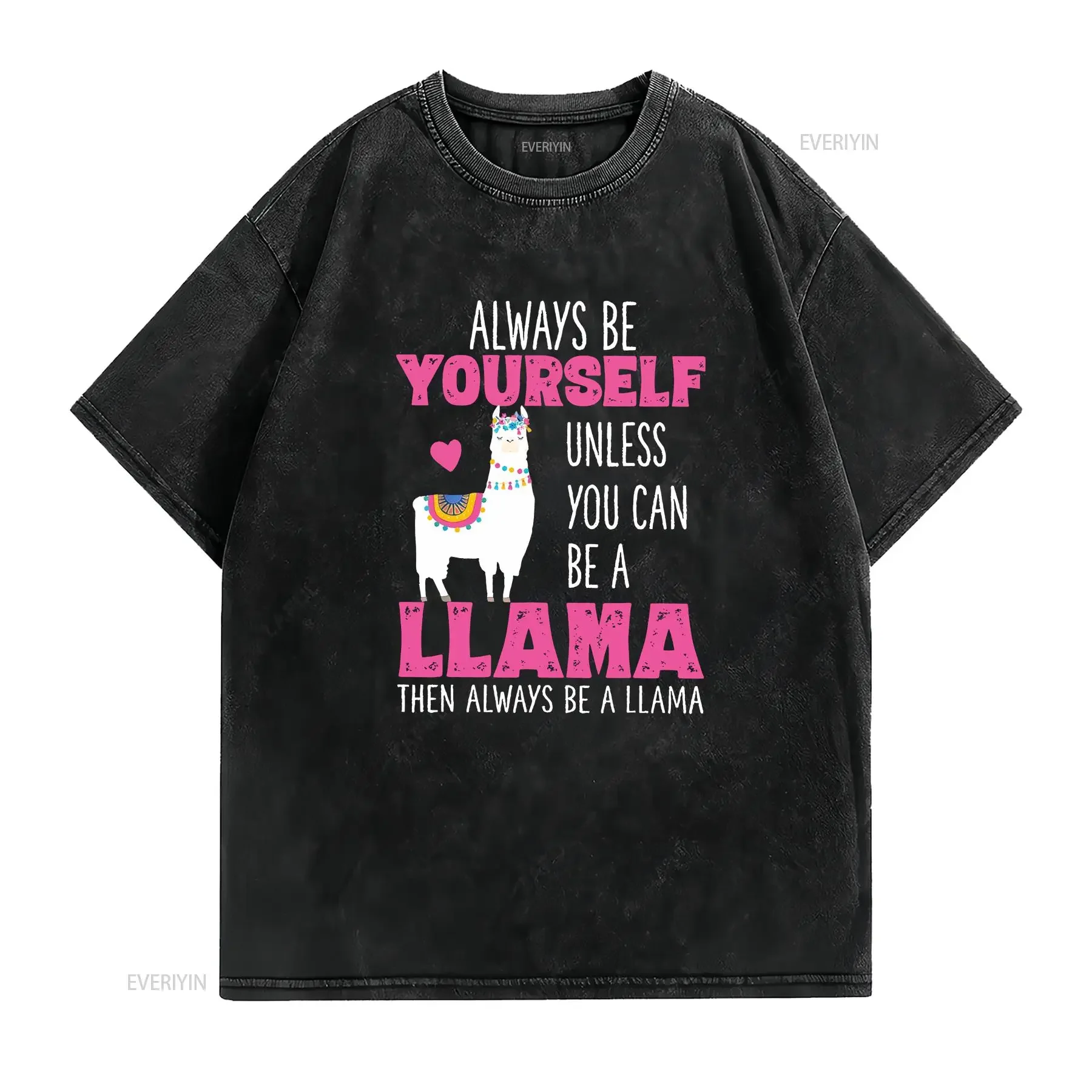 Cute Funny Llama T Shirt Llamas Lover s Girls Women  vintage Washed Stretched Casual Top For Everyday Wear Slightly Soft Unisex