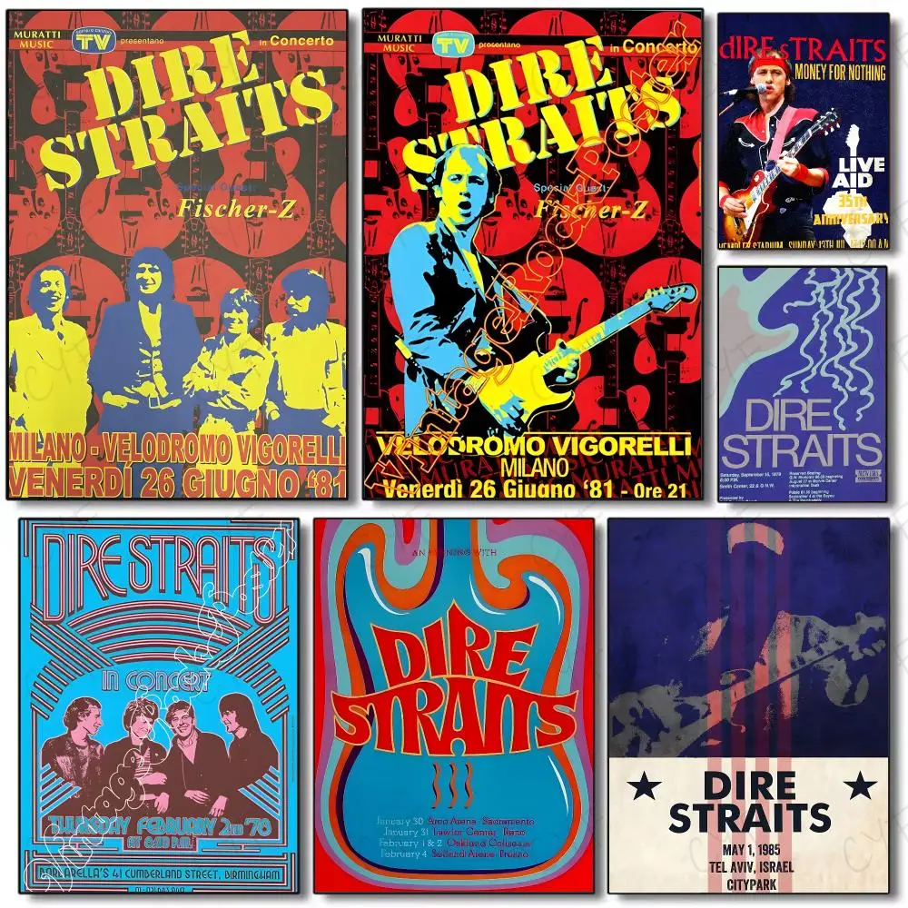 band rock D-Dire Straits Poster Painting Wall Art Mural for Living Room Home Decor and Gifts