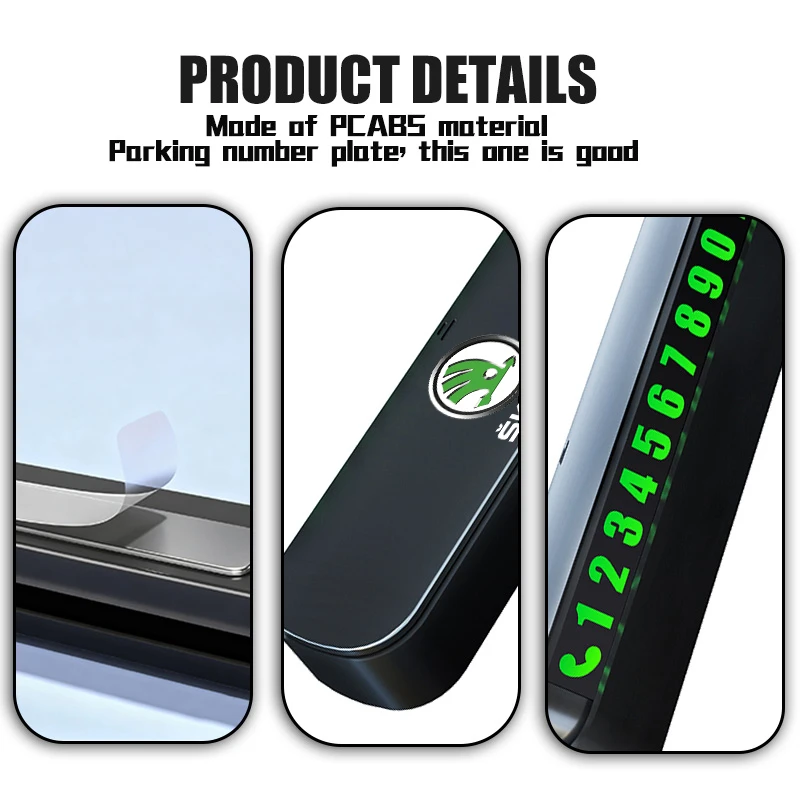 For Skoda Car Temporary Parking Telephone Sign Phone Number Plate Fabia 1 2 Octavia a7 RS Superb Rapid Yeti Karoq Vision