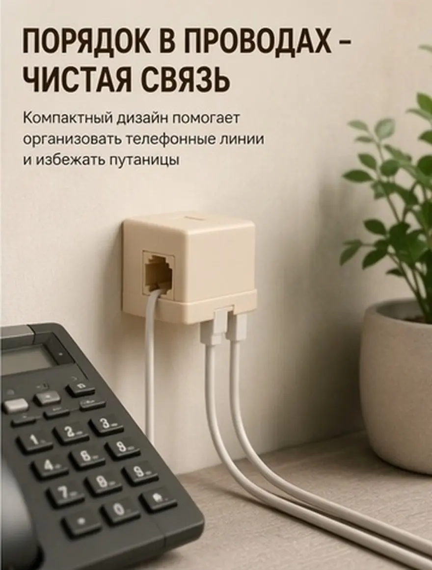 2Pcs Beige Telephone Junction Box Single Hole 4- Splitter Rj11 Connector Wall Mountable Easy Wiring Home Office