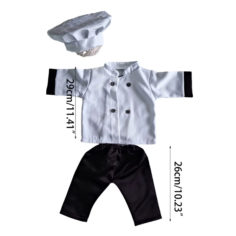 Y1UB disfraz cocinero infantil, sombrero, Tops, pantalones, accesorios para sesión fotos bebé, regalo ducha para