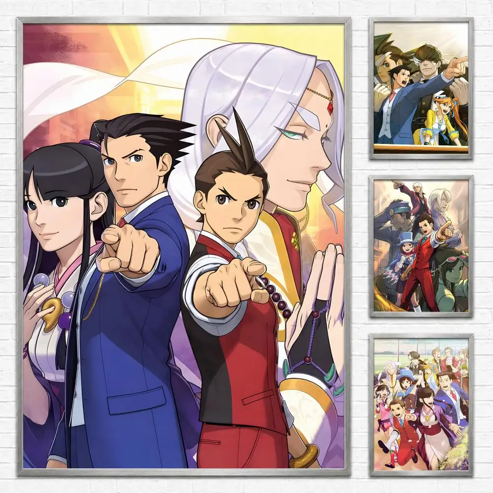 Game Ace Attorney Poster Self‑Adhesive Waterproof PP Poster Coffee House Bar Wall Art Sticker Room Home Decor