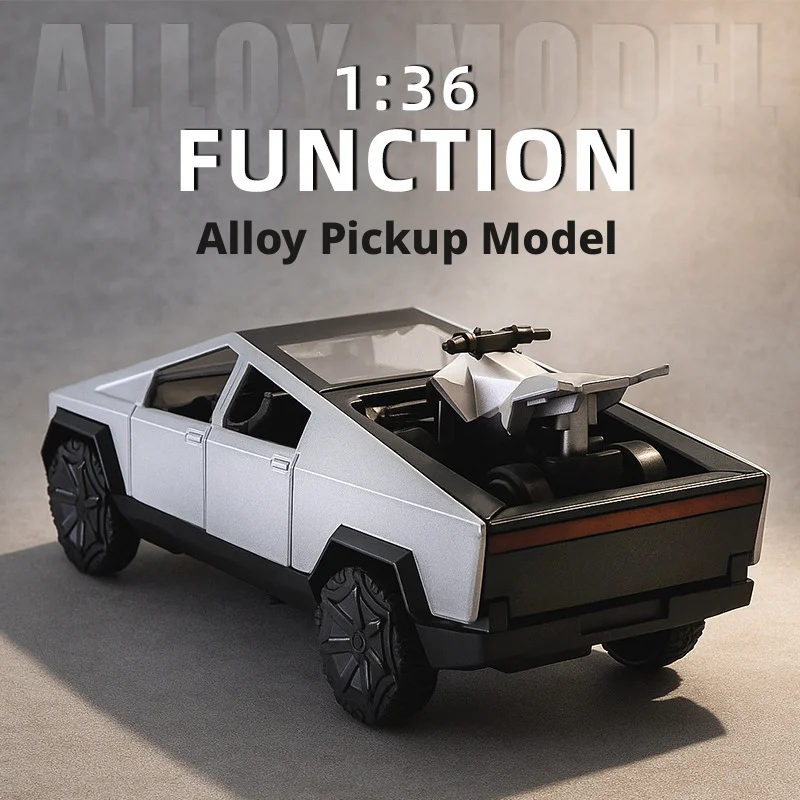 1:36 Scale Cyberpunk Pickup Truck Alloy Miniature Model Tabletop Decoration Gift for Adults And Children Desk Decoration