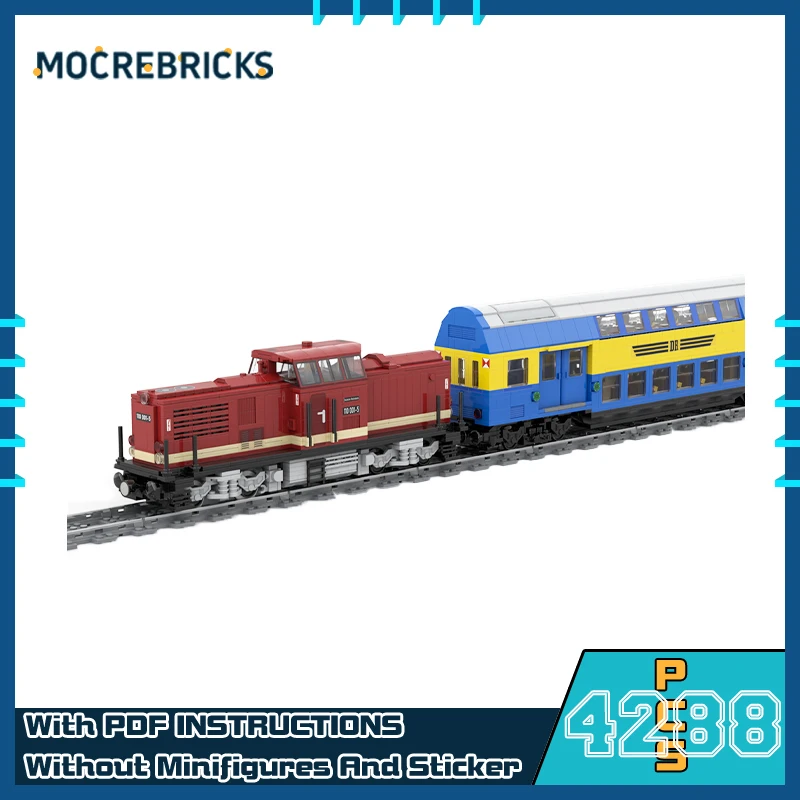

MOC City Railway Double Deck Passenger Transport Train Car Model DIY Building Block Assembly Technology Bricks Toys For Gifts