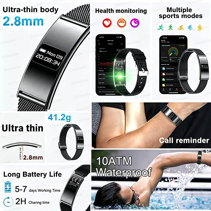 Men's Sports Outdoors Fitness Smart Bracelet Heart Rate Sleep Step count Monitor IPX8 Waterproof New Smartwatch For Andriod IOS