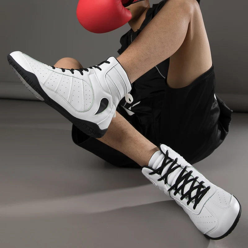 

2026 Top Quality Boxing Sport Shoes Youth High Top Men Wrestling Shoes Lace Up Boxing Fighting Boots Wearable Men Fighting Shoe
