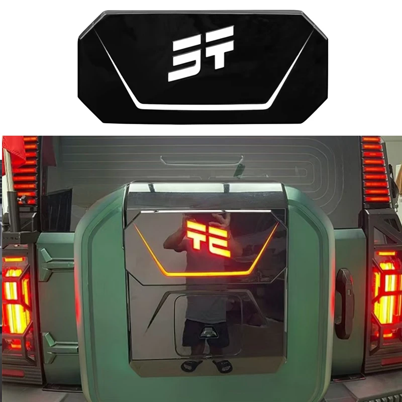 Auto Spare Tire Cover Streamer Light Fit for JETOUR Traveler T2 2023-2024 Car Tailgate Letter Decorative Lamp Easy Installation