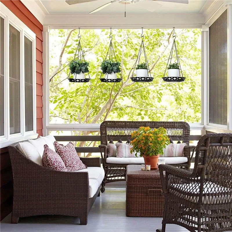 Paquete de 3 colgadores de plantas, macetero colgante de Metal de 12 pulgadas para plantas de interior y exterior, estante decorativo para plantas colgante duradero fácil de usar