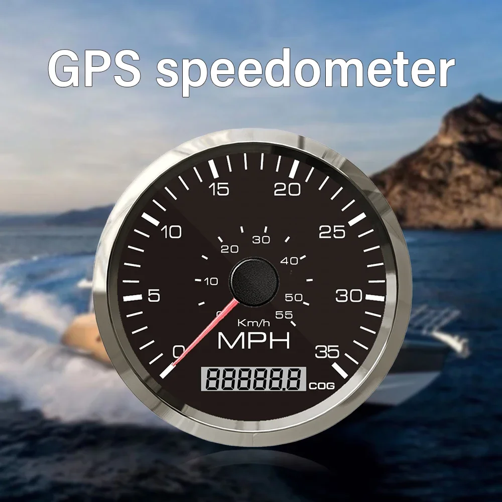 Newest 85mm GPS Speedometer Digital Direction 0-35MPH 0-60MPH 0-80MPH with COG Red Yellow Backlight for Car Boat 9-32V