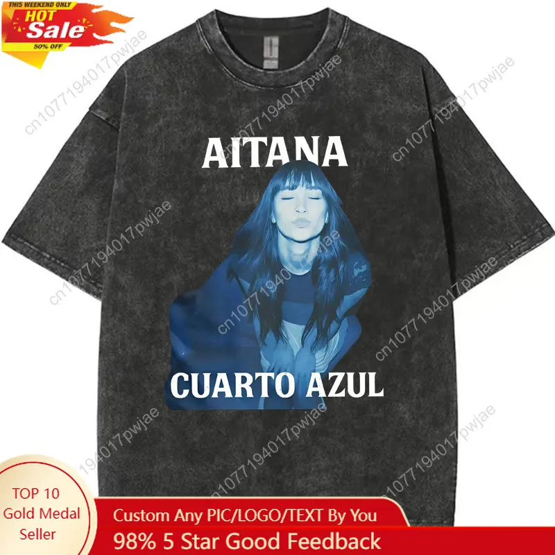 

Retro Washed Hot Sale Singer Aitanas Ocana Hip Hop Harajuku T Shirts Mens Women Fashion Y2K Short Sleeves Streetwear Casual Tees