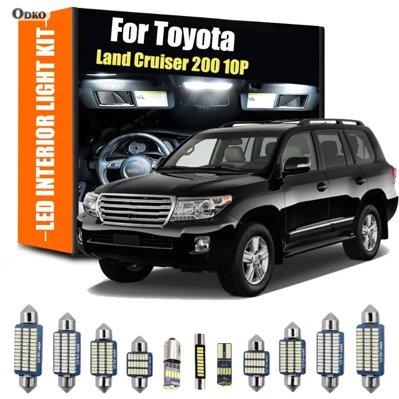 

Для Toyota Land Cruiser 200 10 шт. автомобильные светодиодные внутренние лампы комплект купольной лампы для чтения багажника автомобильные фары сигнальная лампа