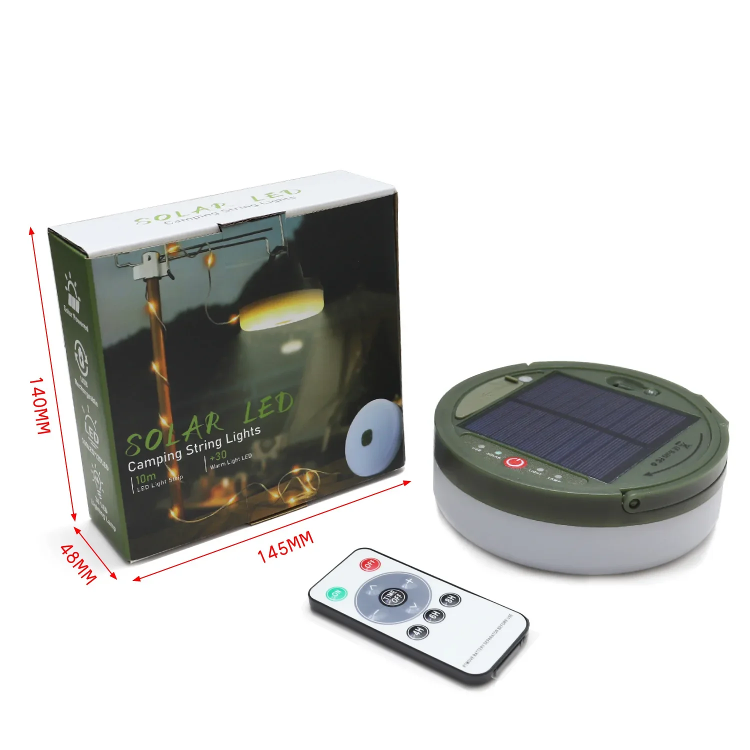 Luz Solar para acampar al aire libre, iluminación ambiental de emergencia, cinta métrica, almacenamiento, cadena de luz para acampar