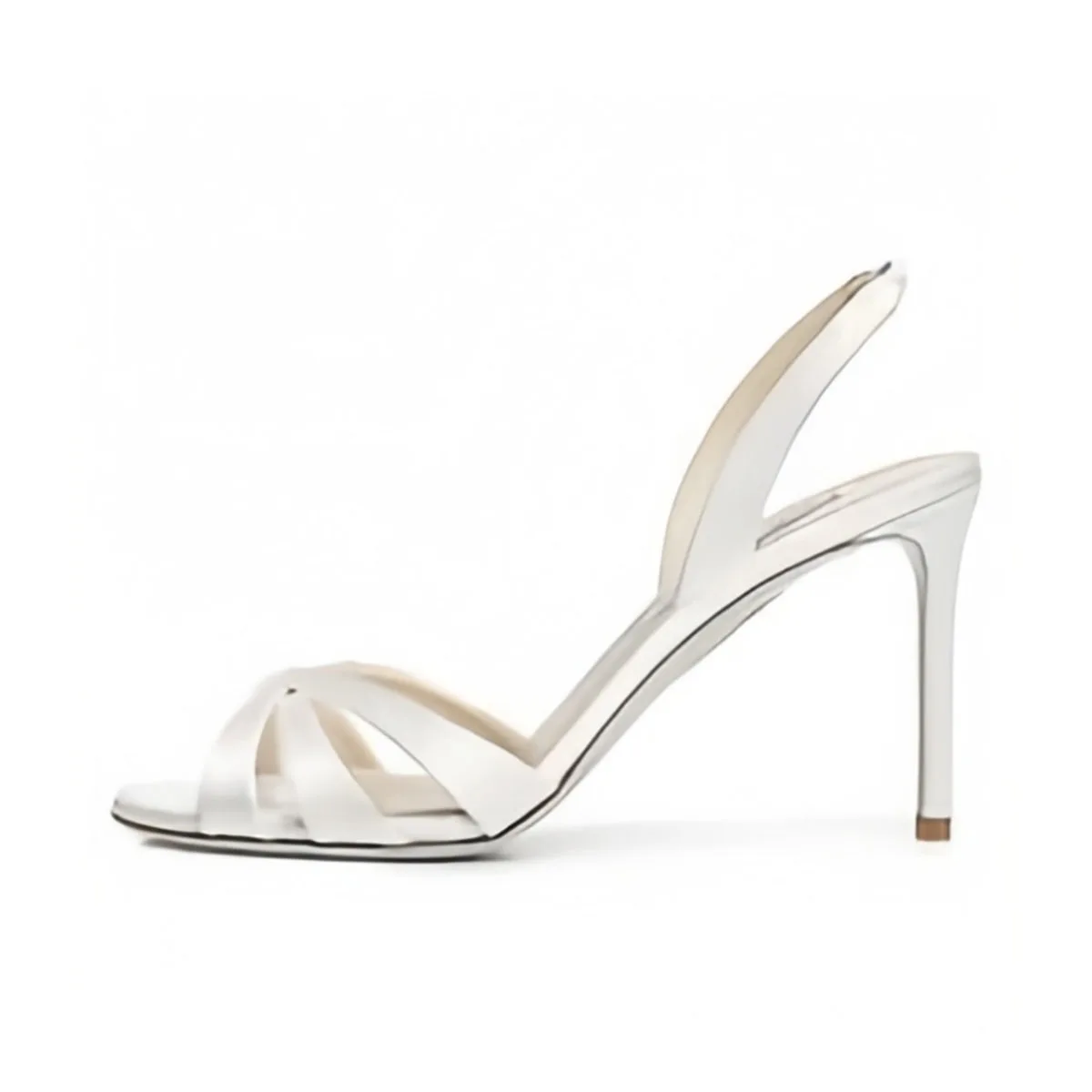 

Arden Furtado 2025 Summer White satin bowknot Banquet Shoes Round Toe Sexy Super high heel Back Strap Open toe Sandals