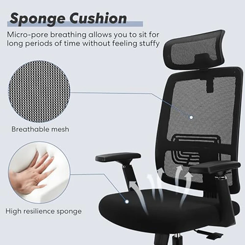 OMESER Ergonomic Office Chair, High Back Adjustable Swivel PU Leather Desk Chair with Headrest & Lumbar Support for Home Office