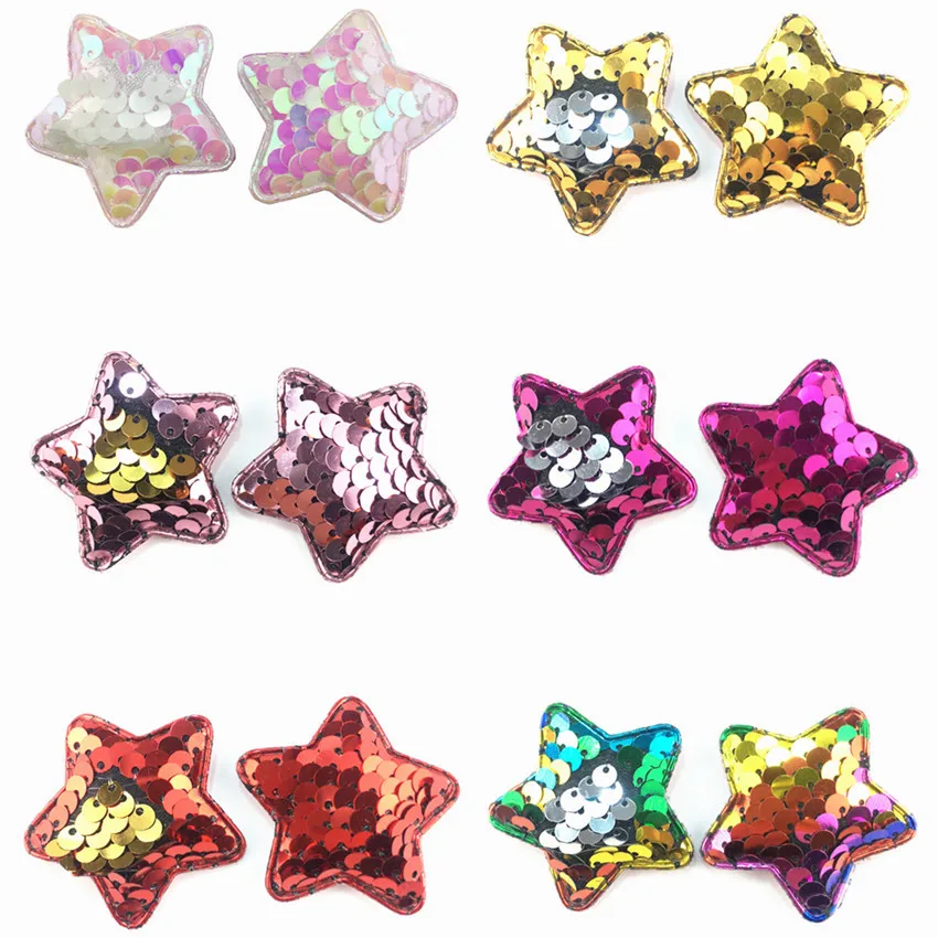 

4 см пятиконечная звезда можно перевернуть, головной убор с блестками, аксессуары для одежды, золотой лист, вышивка, ювелирные изделия своими руками, оптовая продажа, 1000 шт.