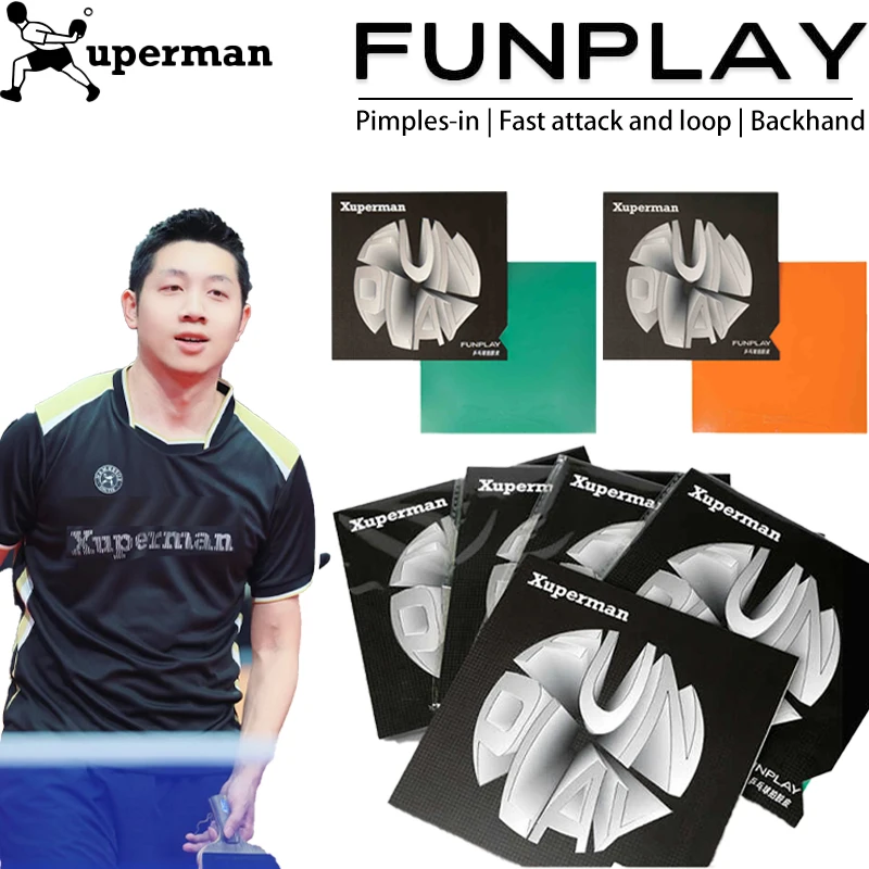 Xuperman Xuxin FUNPLAY Table Tennis Rubber Sheet Non-sticky Pimples-in Ping Pong Rubber with Orange Green Cake Sponge Fast Arc