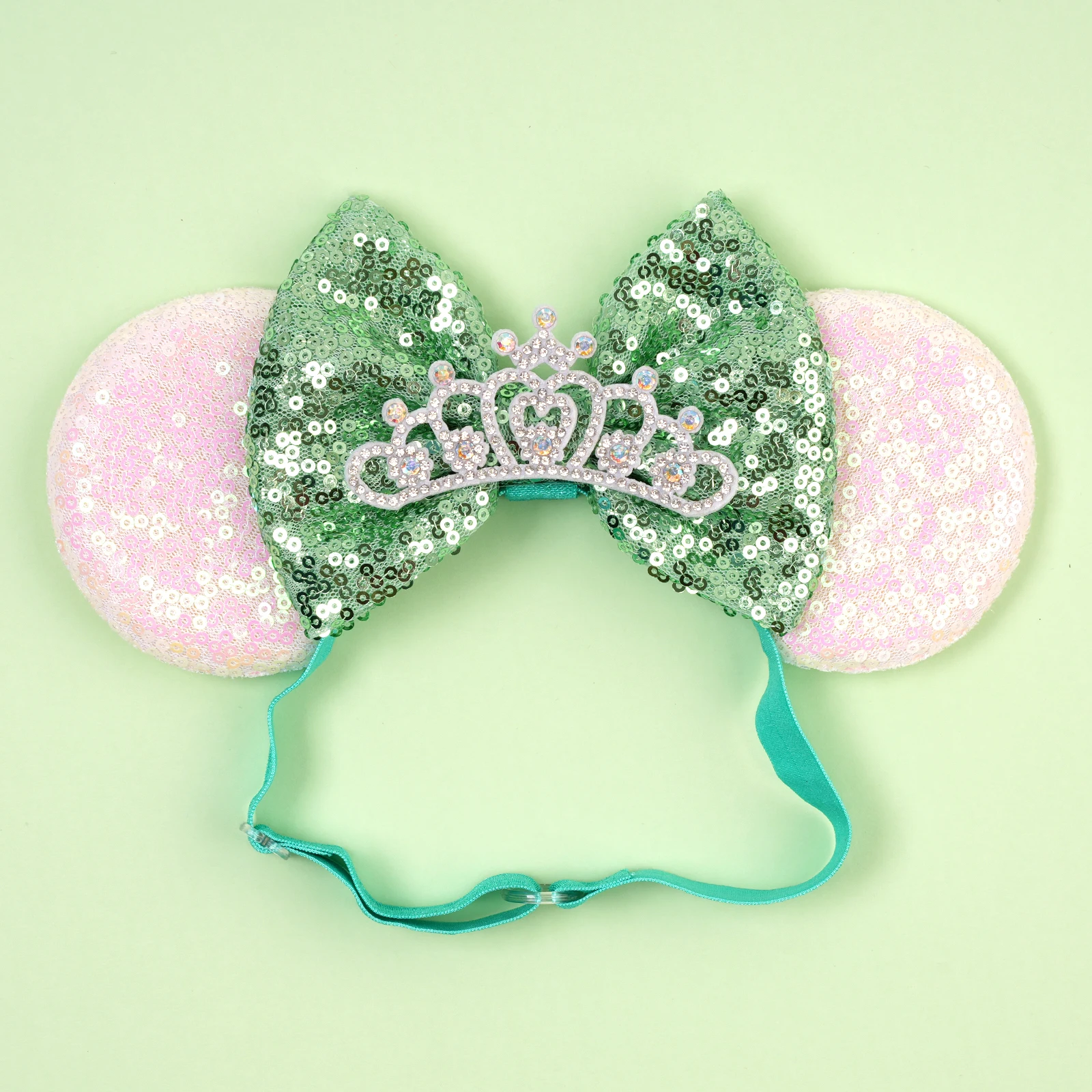 Disney 3,3 " Crown Minnie Mickey Ear elastische Stirnbänder für Neugeborene, modisches Glitzer-Haarband, verstellbares Haarband für Babys, DIY-Haar-Accessoires