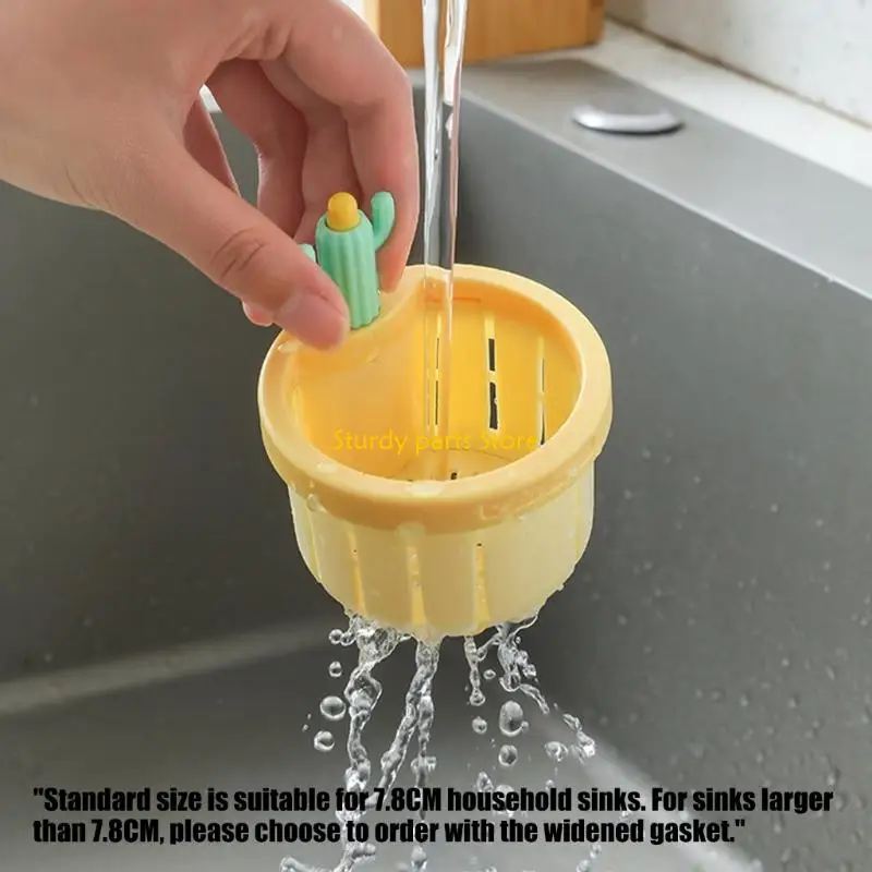 

97QC 2Pcs Cactus Shaped Kitchen Waste Strainer Press Release Draining Basket Waste Catcher Sink Filter Easy to Clean