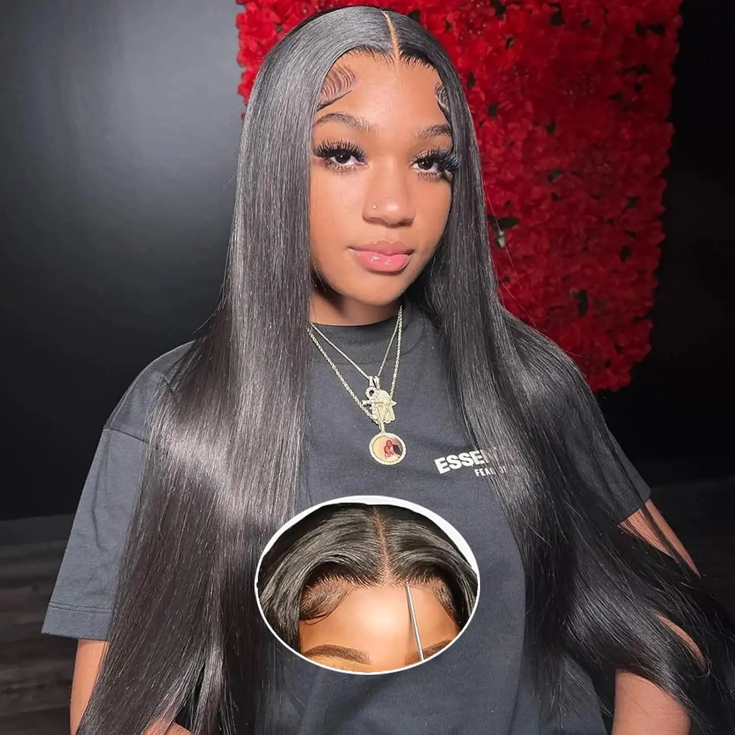 Cheap Glueless Straight Human Hair Lace Front Wig Ready to Go Lace Frontal Wigs Straight Bling Human Hair Wigs Glueless