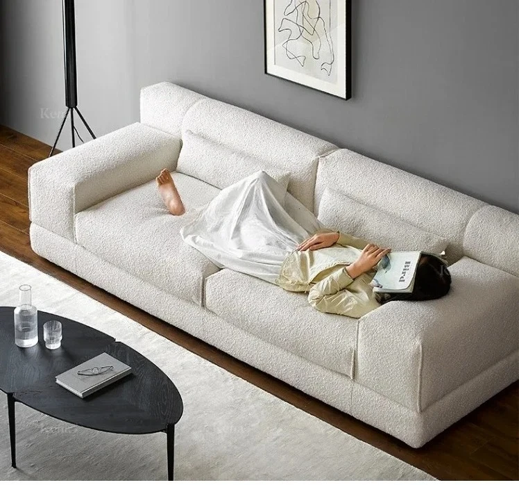 

Sofa Silent Style Cotton and Linen Fabric Nordic Retro Simple Modern Three-Seat Straight Row