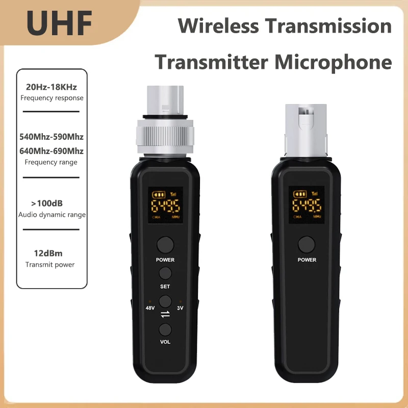 

UHF Wireless Microphone Converter XLR Transmitter & Receiver System for Dynamic Microphone Guitta Receiver Transmission Adapter