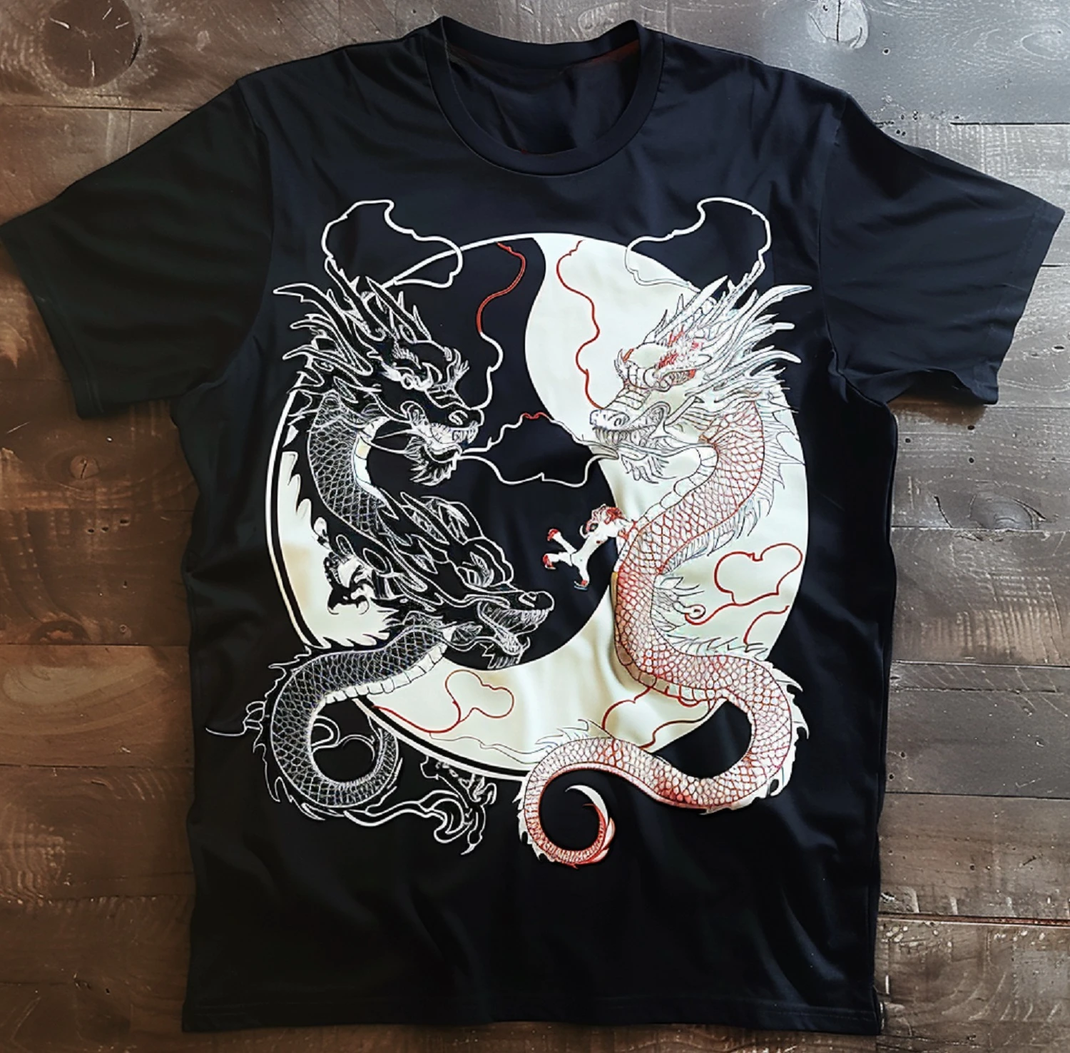 Yin Yang Dragon Duality T-shirt Ancient Symbolic Design Unisex Style Shirts for Women Men Clothing Streetwear Y2k Harajuku