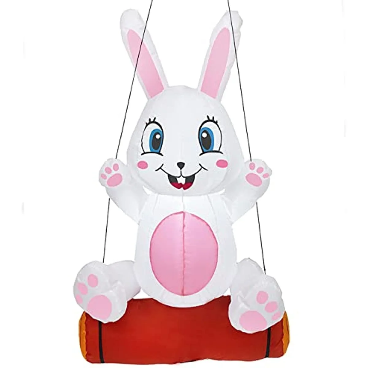 Outdoor inflatable Easter decorations, 4-foot inflatable Easter bunny and LED light swing, inflatable courtyard decorations