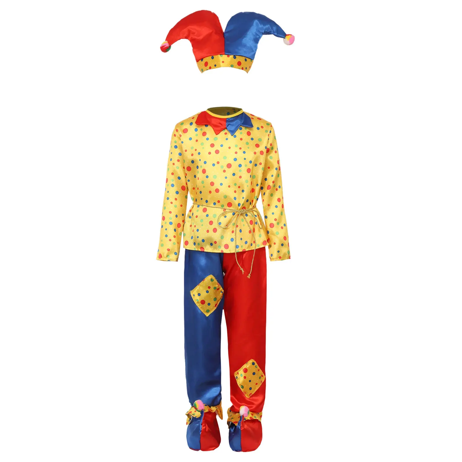 Girls Boys Classic Circus Clown Cosplay Costumes Halloween Circus Clown Fancy Dress Up Party Carnival Stage Performance Suits