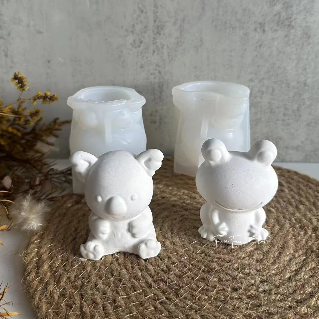 DIY Cute Cartoon Frog Koala Scented Candle Silicone Mold Handmade Plaster Drops Glue Animal Candle Diffuser Stone Making Tool