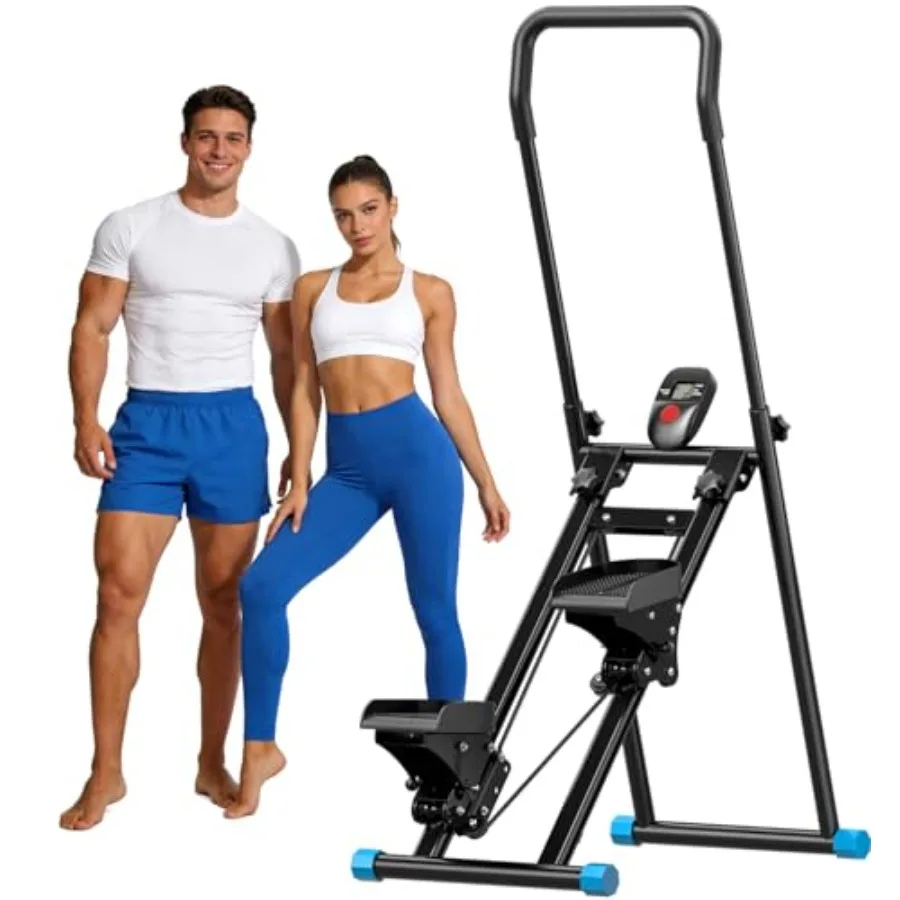 

3-Level Adjustable Cardio Stair Stepper for Home, Folding Vertical Stair Stepper with Non-Slip Pedals and LCD Monitor, Portable