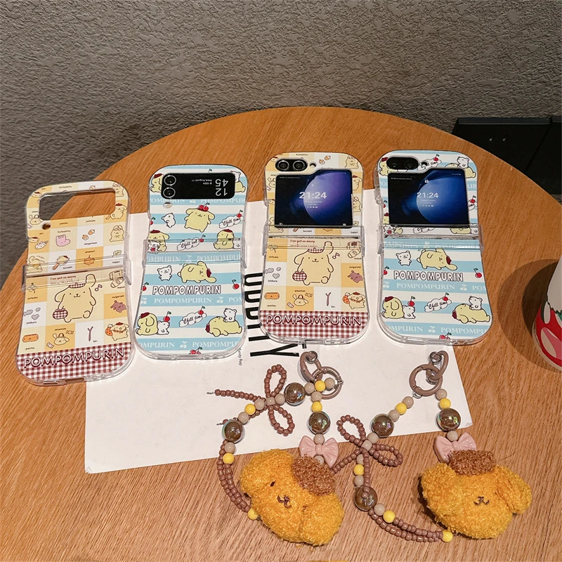 Cute Style That Girls Like Anti-drop Case Animation Sanrio Pom Pom Purin Samsung Galaxy For Z Flip 4,Z Flip 5,Z Flip 3,Z Flip 6