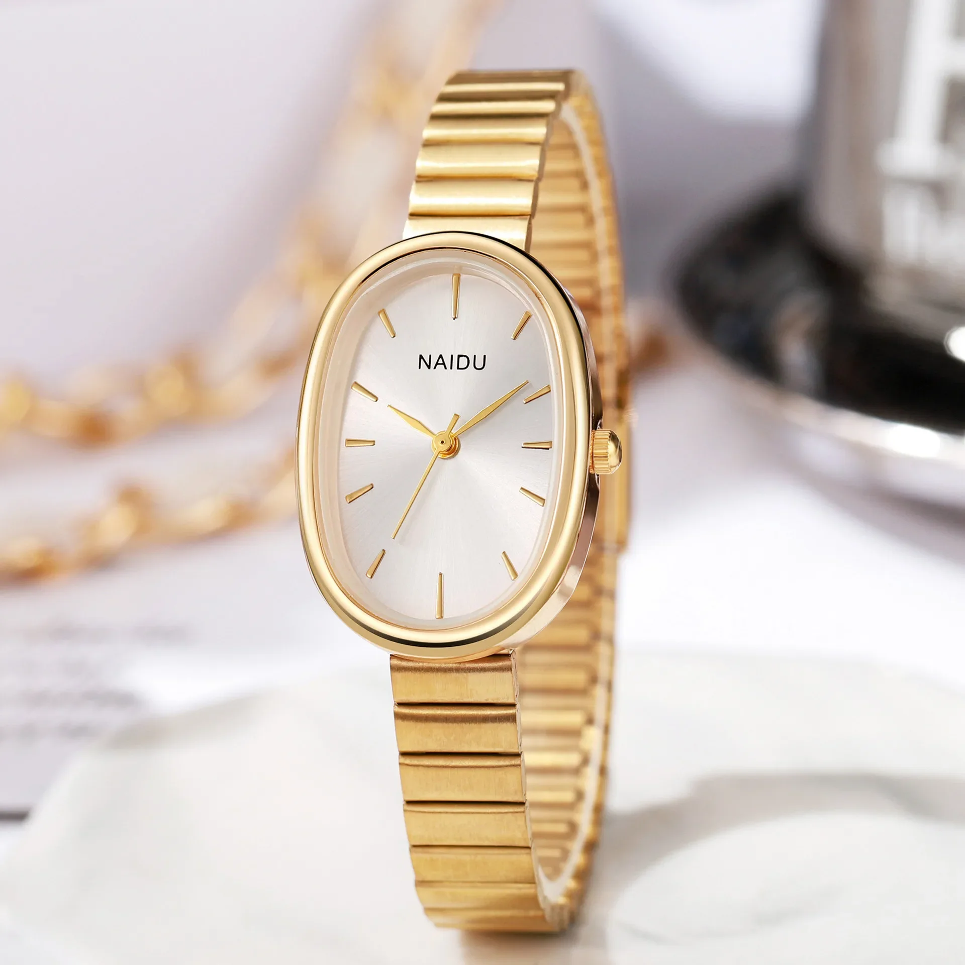 MAYZHISU Luxury Women Quartz Watch Stainless Steel Oval Small Dial Bamboo Strap Girl Student Wristwatch Dropshipping Relogio