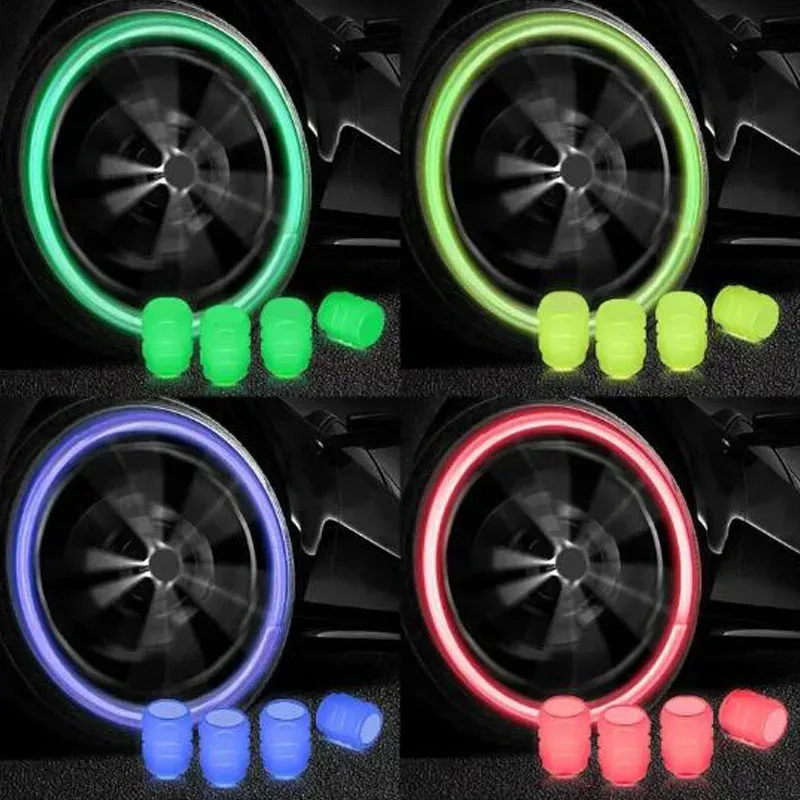 1/4/12/16pcs Luminous Valve Cap Fluorescent Green Blue Luminous Car Motorcycle Bicycle Wheel Tire Hub Universal Cover Decoration