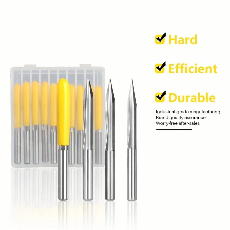 밀링 커터 4mm 생크 2 플루트 스트레이트 V 비트 15/20/25/30 도 V 모양 조각 비트 팁 0.3-1.0mm, CNC 조각 커터