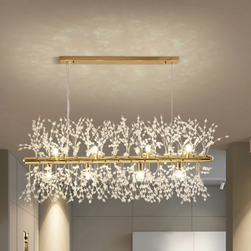Firefly Crystal Dining Room Lamp Modern Simple Dandelion Table Light Luxury Chandelier Red Network Lighting for Restaurant