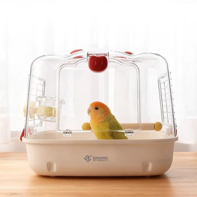 

Акриловая переносная клетка для птиц с панорамным обзором и вентиляцией, портативный контейнер для попугаев для ветеринара, ручная транспортная клетка для мелких птиц