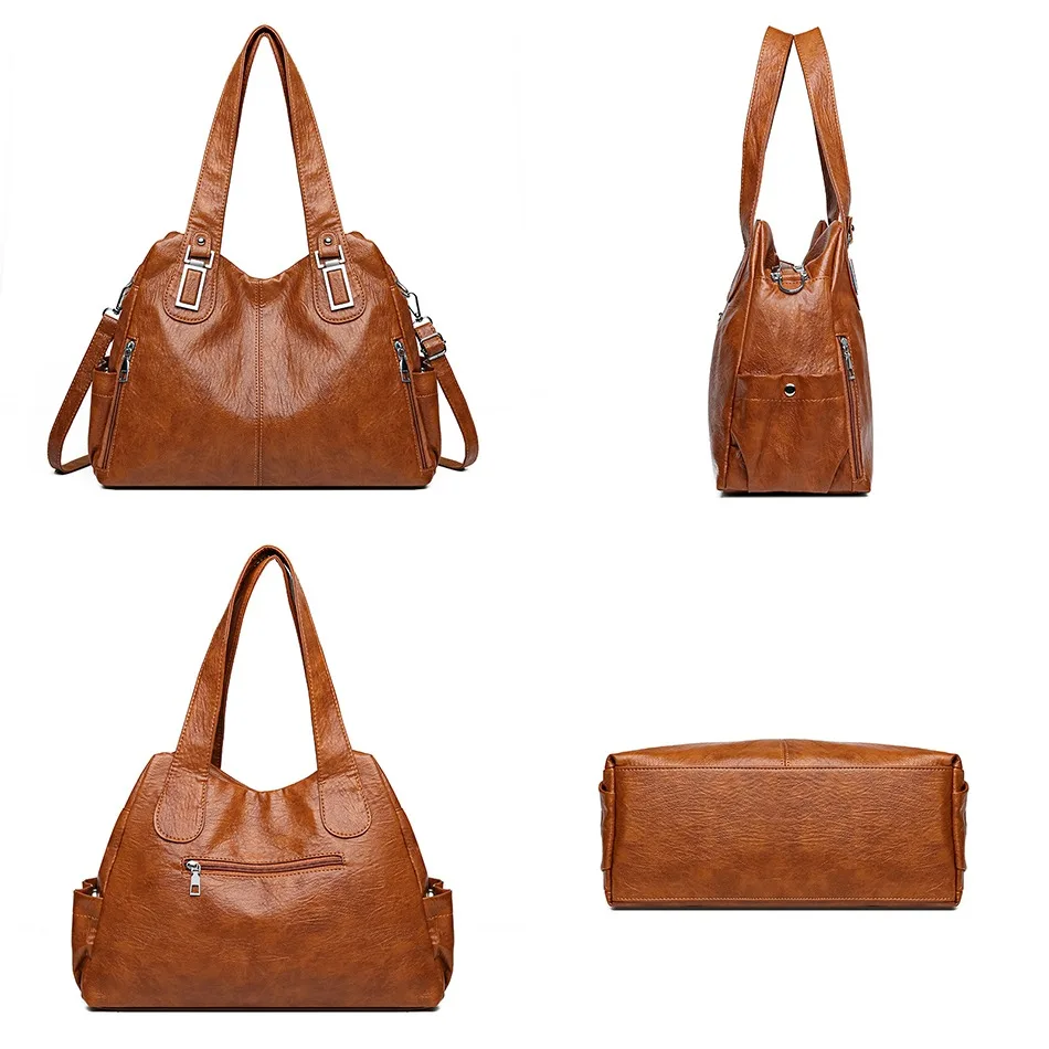 Jednokolorowa torba na ramię dla kobiet 2025 wysokiej jakości miękka skórzana torba na ramię na co dzień damska torebka listonoszka w stylu Vintage Crossbody Sac — zdjęcie 5
