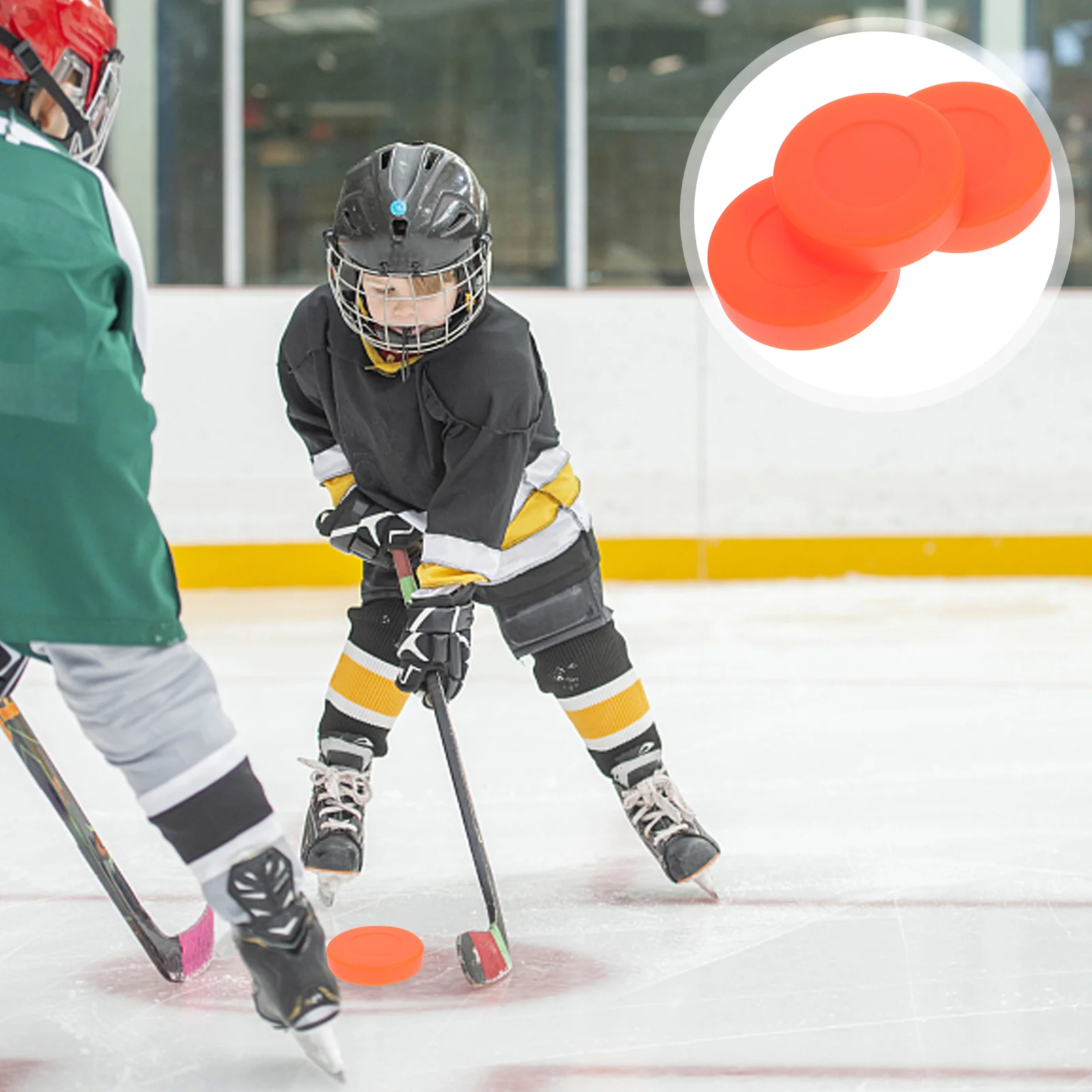 3 pièces jeu de rondelle d'entraînement de Hockey balles de Hockey de rue pour l'entraînement (Orange) balles de Hockey professionnelles