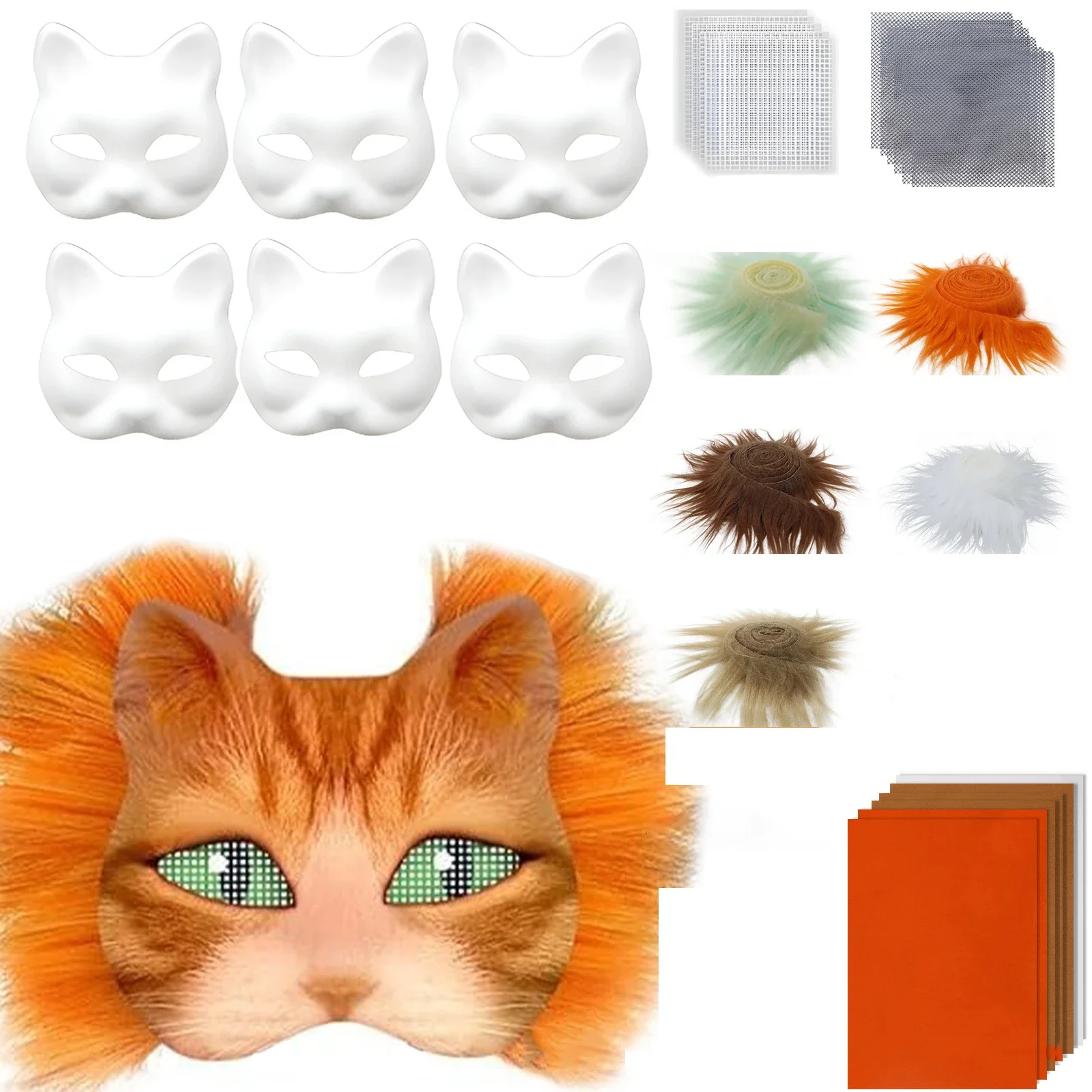 Kit de masques faciaux de chat, mascarade à faire soi-même, masques vierges à peindre, Costume de Cosplay de fête, demi-masque Sexy pour femmes et hommes, masque oculaire fait à la main