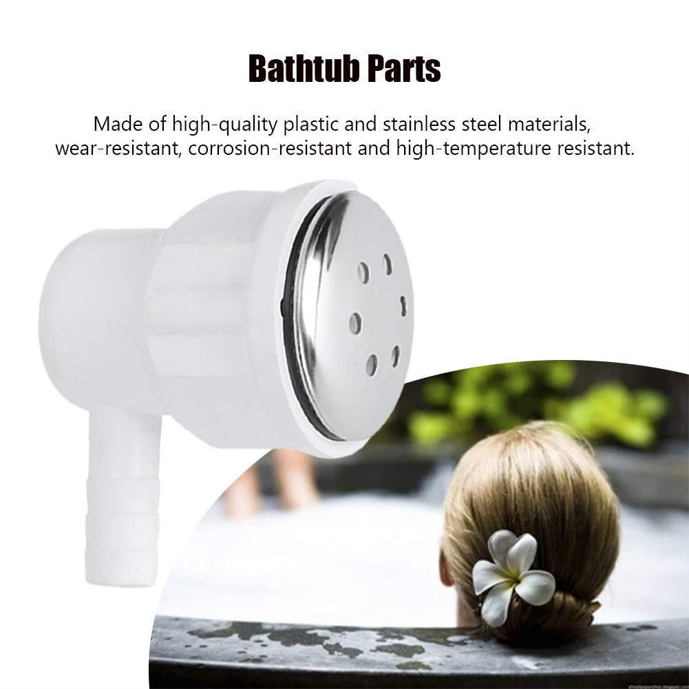 Spa Jet Nozzle for 6 Hole Tub Installations Featuring Stainless Steel Spray Plate and for rugged Plastic Body Construction