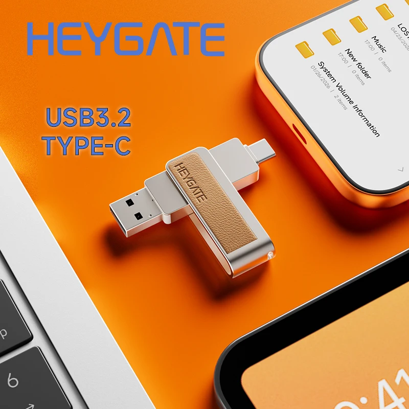 Картина 4: USB-флеш-накопитель HEYGATE Dual Drive USB 3.2 Gen1 OTG, флешка Type-C, высокоскоростная, 150 МБ/с, для ноутбуков, планшетов, телефонов