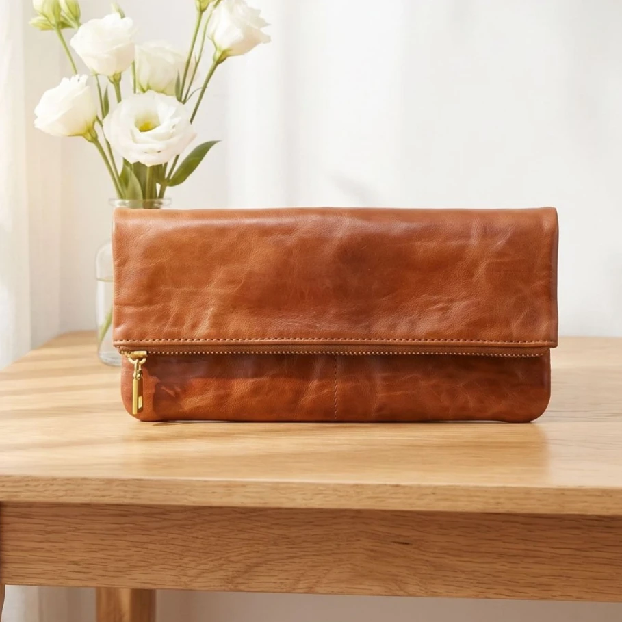 Cowhide Long Purse Multi Card Slots Zipper Pocket Cash Coin Storage Wallets Genuine Leather Hand Clutch Fold Wallet