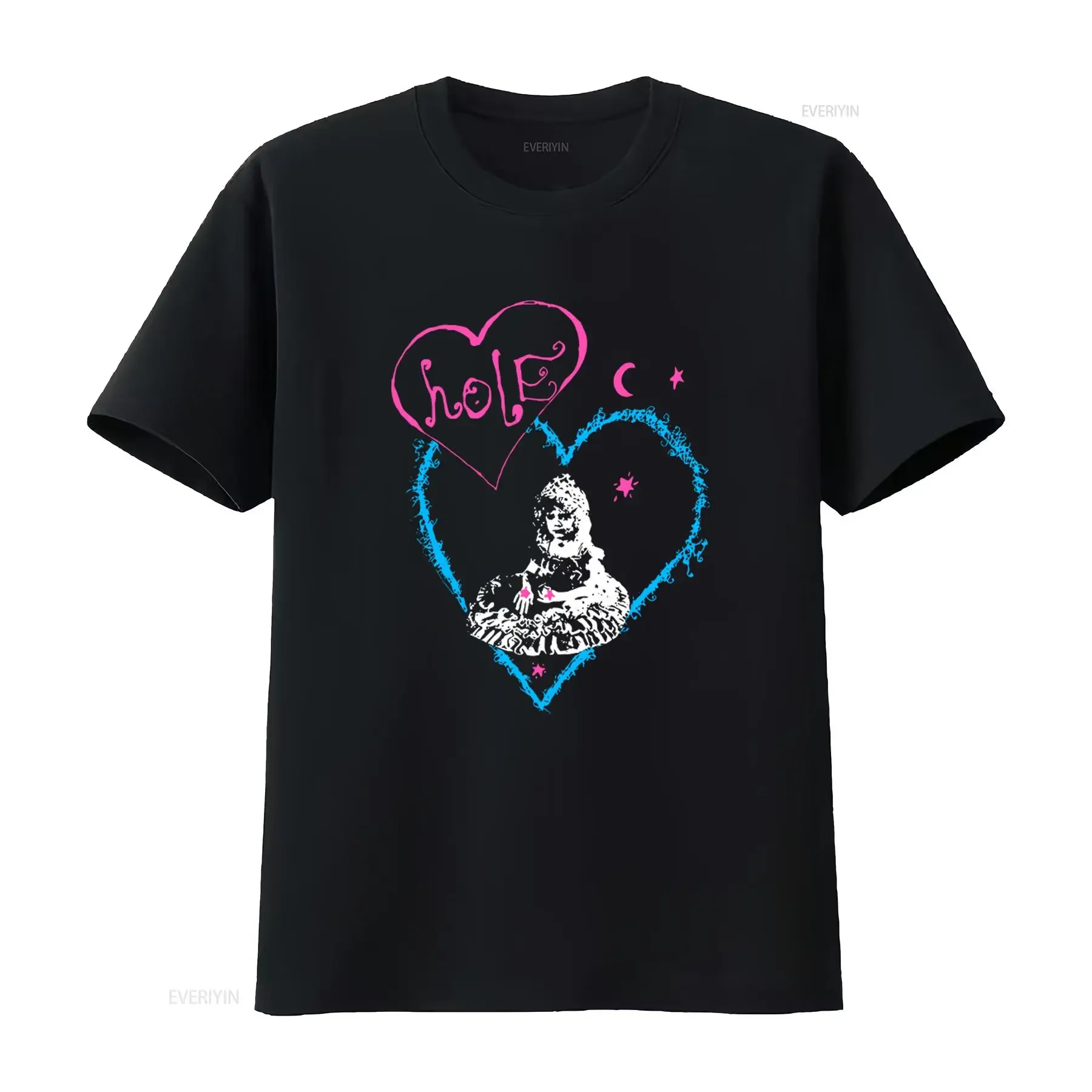 Hole Band Courtney Love Inspired T Shirt Pretty On The Inside Design with Heart Moon Stars Print Perfect for Rock Fans vintage