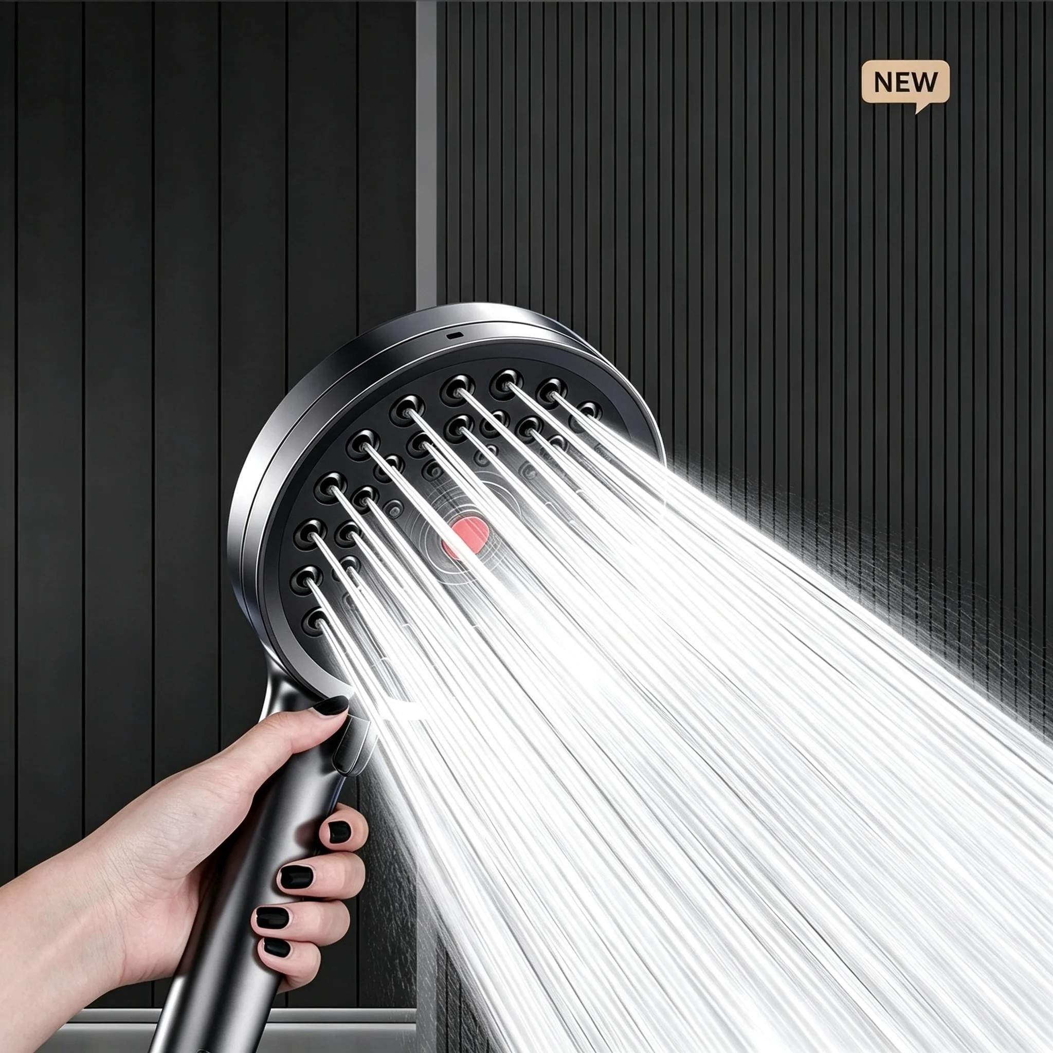 4-Mode Handheld Shower Head Anti-Clog Descaling High Pressure Panel Shower Nozzle Home Bathroom Self-Cleaning Spray Head