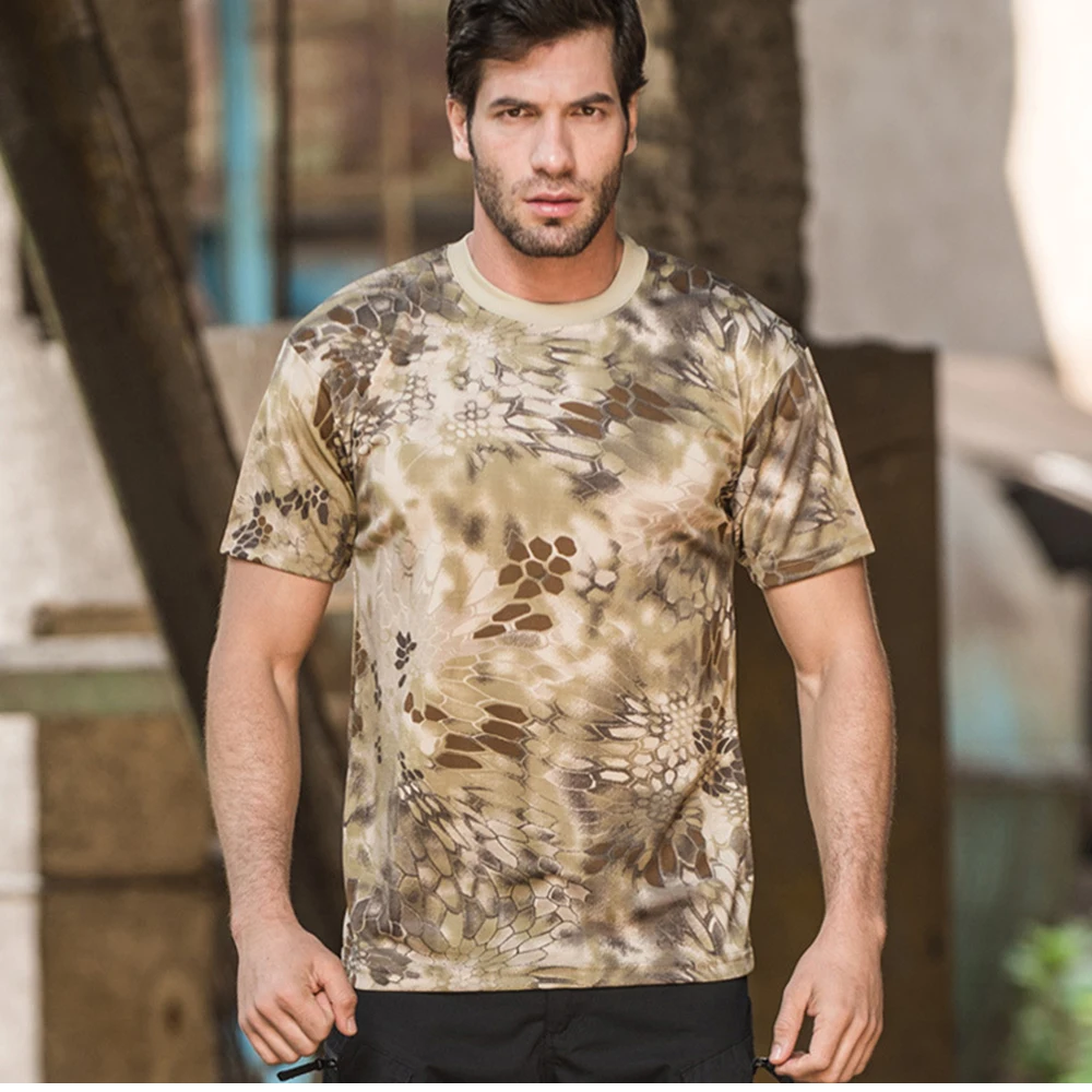 Outdoor-Sport Herren T-Shirts 3D Camouflage Schnelltrocknend O-Ausschnitt Kurzarm Oberteile Shirt Camo Wandern Jagd T-Shirt 2026 Mode – Detail 16