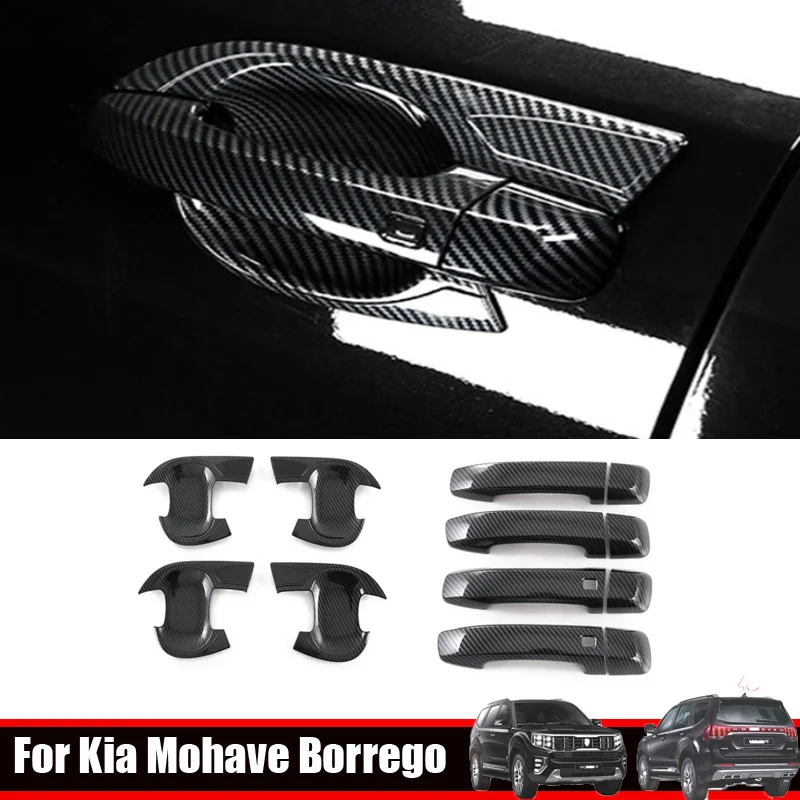 

For KIA Mohave Borrego 2020 2021 2022 ABS carbonfiber Car External Door Handle Catch Cover Door Bowl Protection Trim Sticker