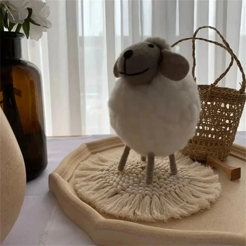 جولة القطن جديلة السفينة مع شرابة ، مكرمية اليدوية تحديد الموقع ، وسادة كوب ، نمط بوهيميا ، حصيرة عدم الانزلاق ، وسادة القهوة ، ديكور الطاولة