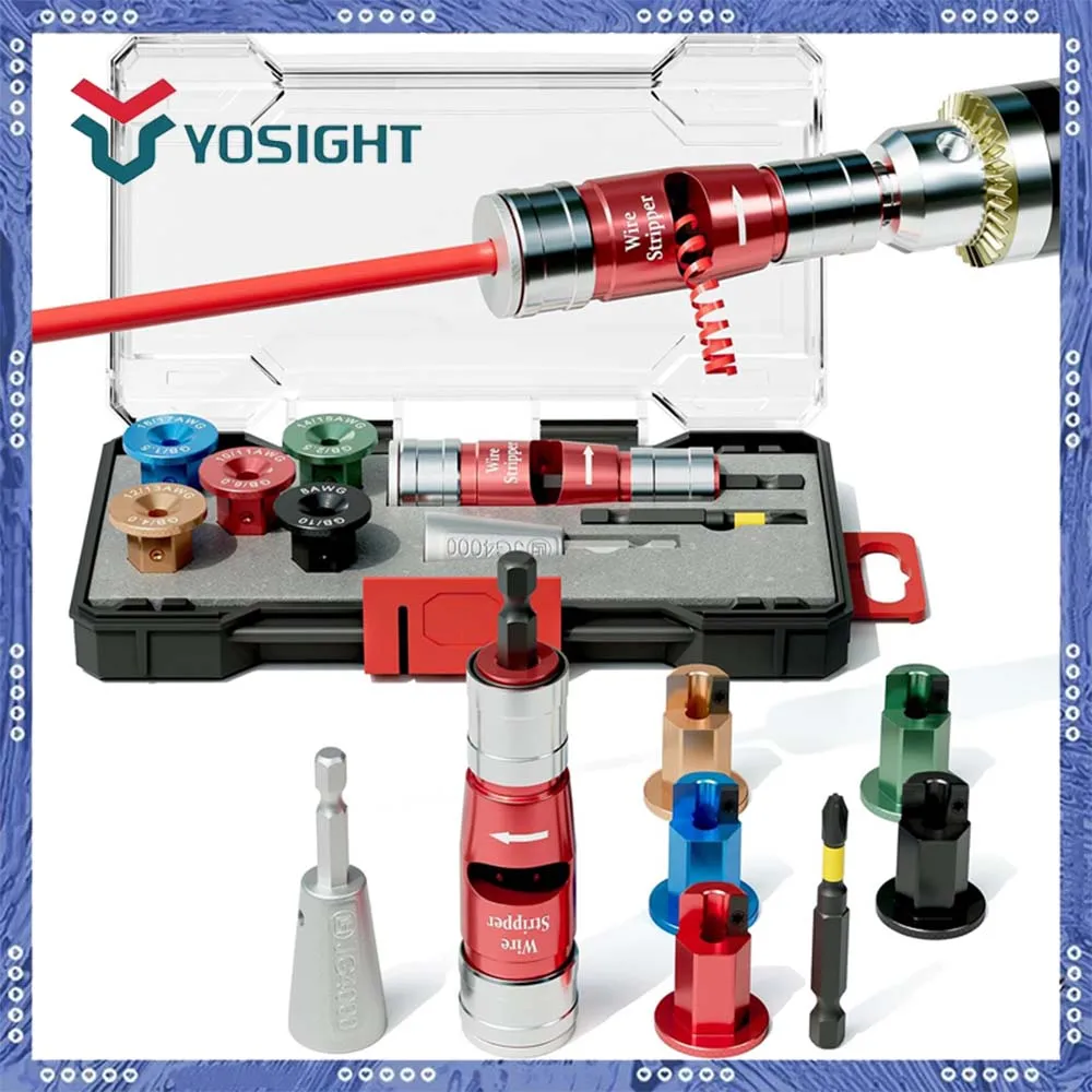

8Pcs Wire Stripper Tool Set - 5 Blade Sizes, 8-in-1 Quick Stripping & Twisting Tool for Drill, Compatible with AWG 8 to 17